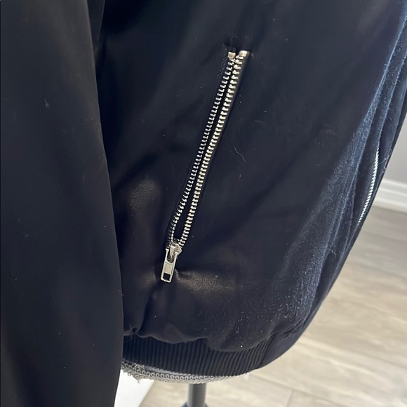 Floral Embroidered Satiny Bomber Jacket, Size M - Picture 3 of 13